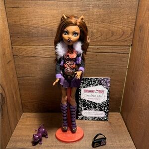 Monster High Clawdeen Wolf first wave OG white elastics COMPLETE READ